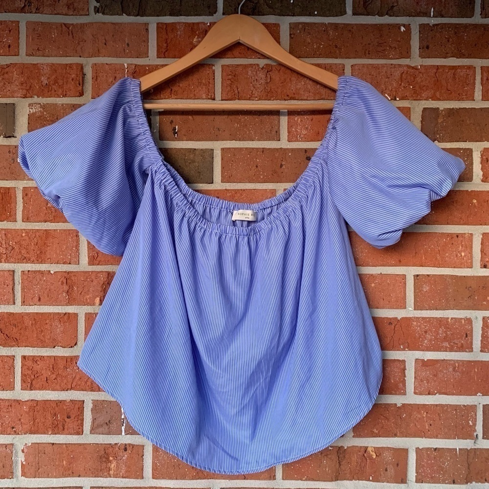Stitch Fix Sophie Rue‎ Stripe Blue White Off-Shoulder Top Size M